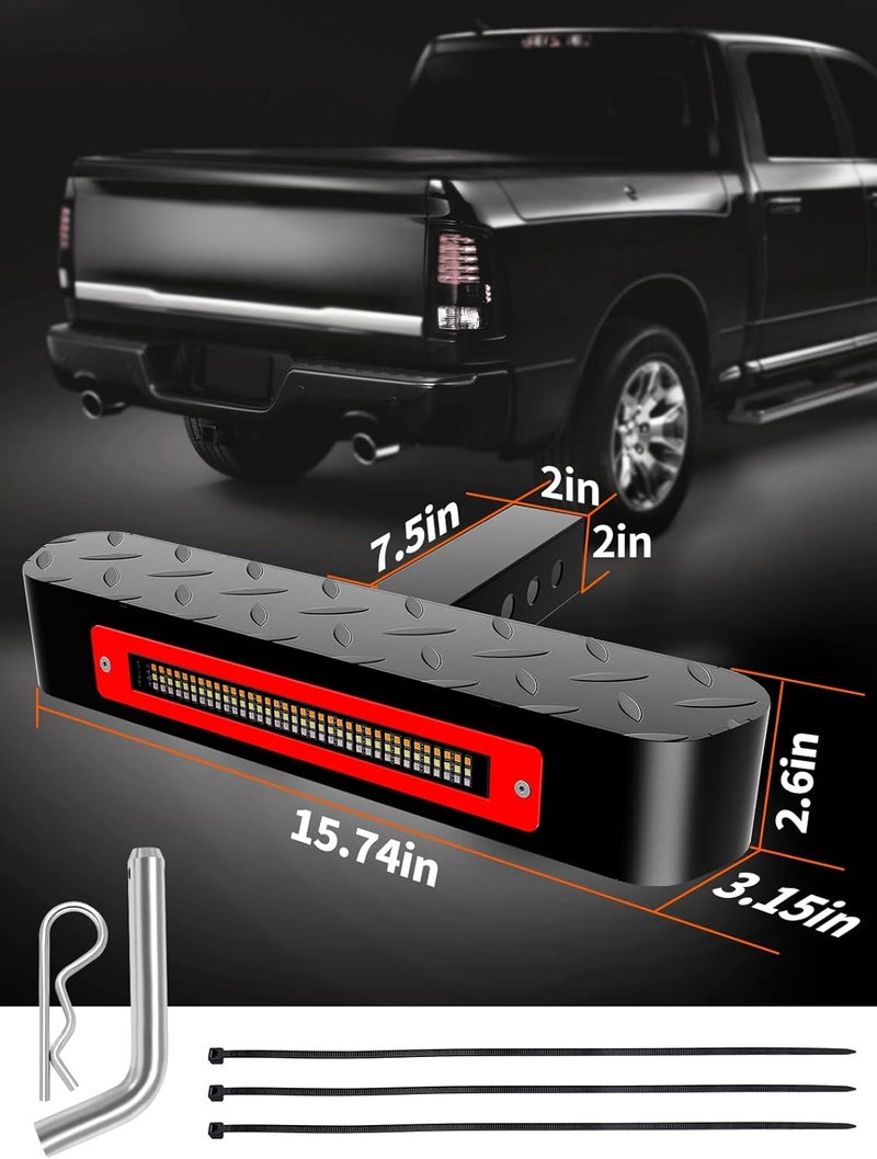 VKU Hitch Step for 2” Receiver with Light 108 LED Brake Lighting(6 Mode) Steel Construction Powder Matte Coated Towing for Trucks Chevy Ford Toyota GMC Dodge RAM Jeep ATVs SUVs Vans 450lbs Max Load - Image 5
